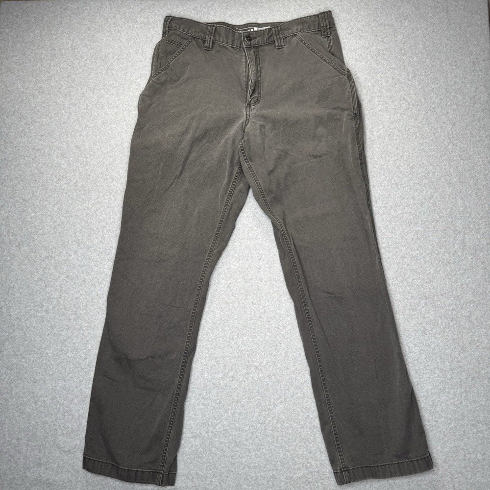 Carhartt Men Pants 34x34(Fits 34x32) Gray Carpenter Work Relaxed Fit Rugged Flex